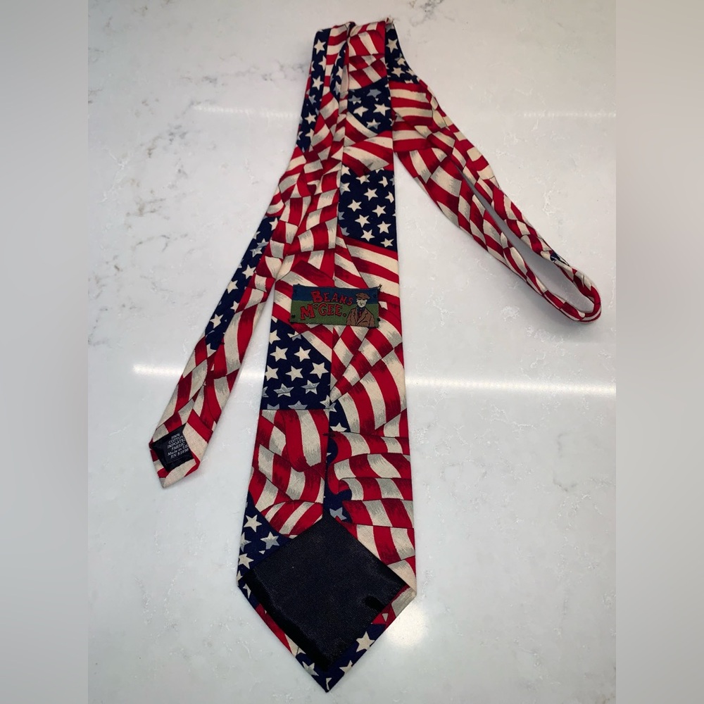 Vintage Beans McGee American Flag USA Cotton Tie - Picture 5 of 5